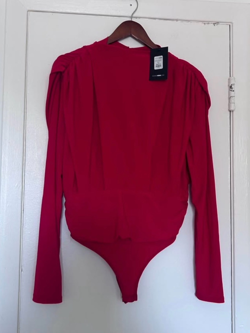 NWT Fashion Nova Leave an Impression Mock Neck Bodysuit Red